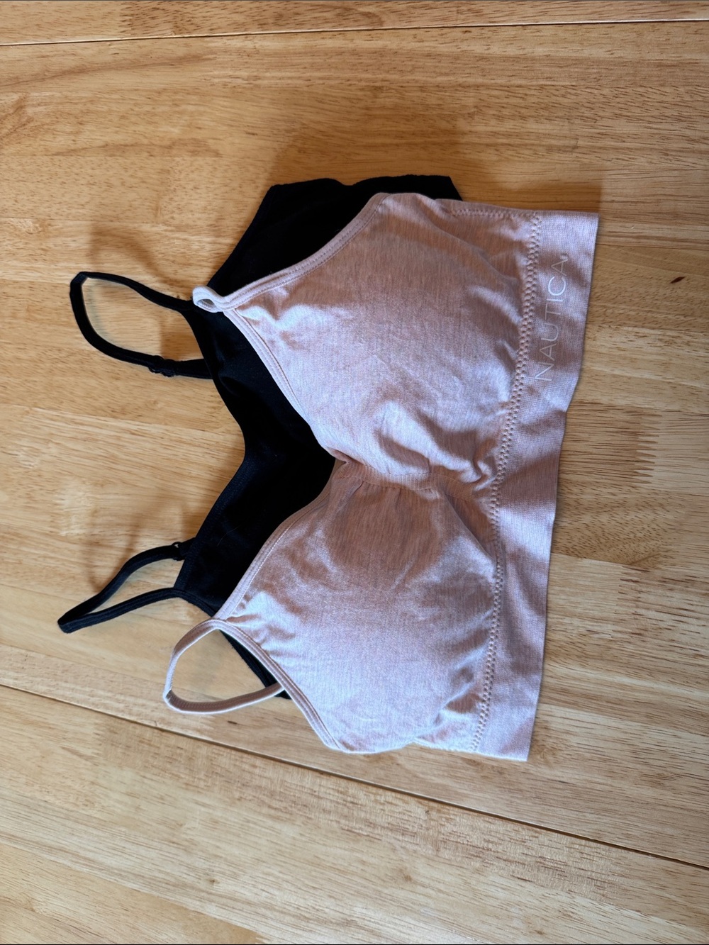 Nautica Light Pink and Black Seamless Bralette Set